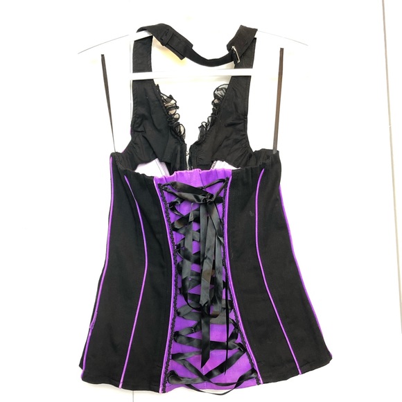 SOLD Tripp NYC Black & Purple Halter Corset - Picture 2 of 8